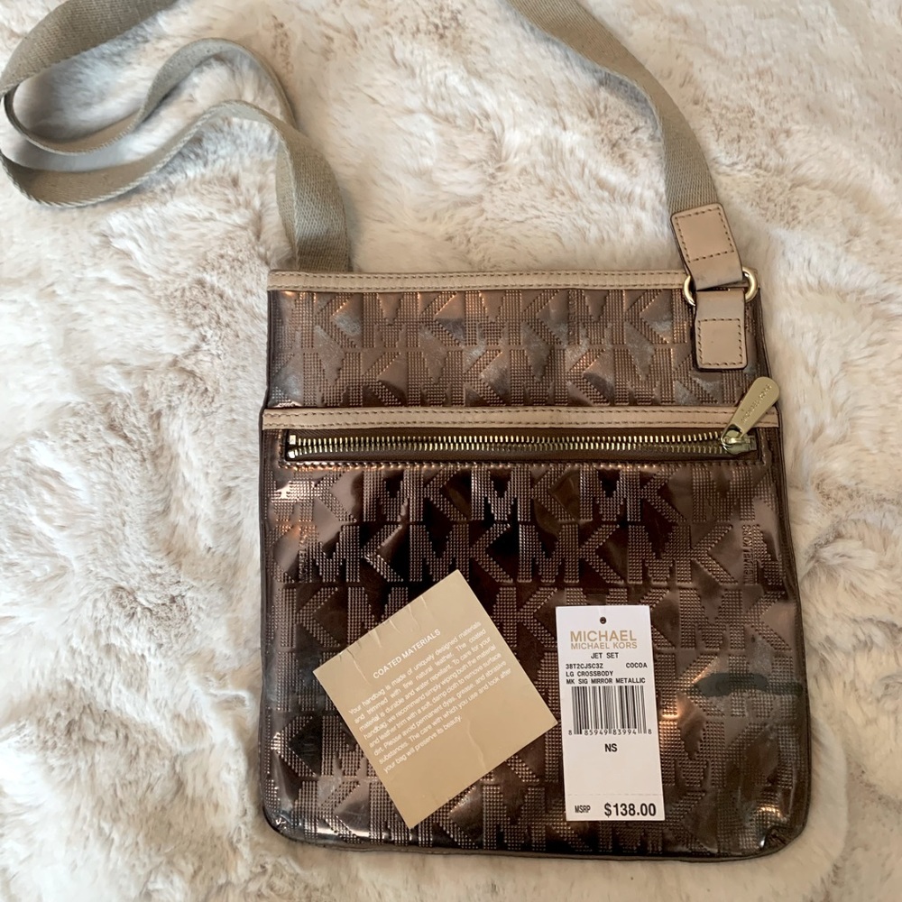 Michael Kors Jet Set Large Crossbody Puse, MK Mirror Metallic